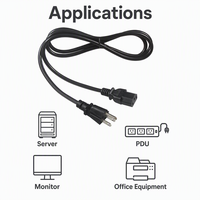 Câble d'alimentation à 3 broches NEMA 5-15P vers IEC C13 18AWG 10A 125V CA pour PC de bureau, moniteur, serveur, alimentation OEM personnalisée