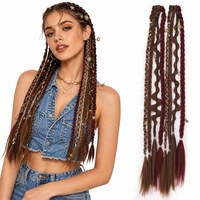 Perruque queue de cheval pour femme, style européen et américain, tresse à trois brins, coiffure tressée élégante, aspect naturel, effet goutte d'eau simulé