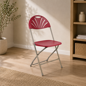 Silla Plegable de Plástico Color Vino Tinto, Moderna, Ligera, Resistente, Cómoda, Portátil, para Bodas, Reuniones, Uso Doméstico, Almacén - Product Image 1