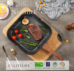 Modern çevre dostu yapışmaz kare biftek tava cam kapak kapalı pişirme ve açık ızgara - Product Image 3
