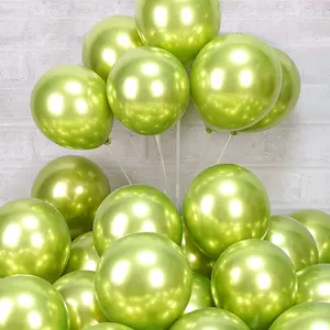 Globos de helio cromados para decoración de fiestas, globos verdes brillantes, neón, látex, 12 pulgadas, grueso