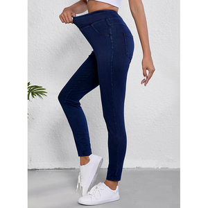 Dear-Lover Vente en gros Couleur unie <span class=keywords><strong>Taille</strong></span> <span class=keywords><strong>haute</strong></span> extensible Slim Fit Jeggings pour femme - Product Image 3