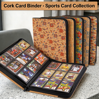 Classeurs de cartes à collectionner en liège écologique personnalisés à 9 pochettes, album de rangement zippé à 360 poches pour collection de cartes TCG et de cartes sportives