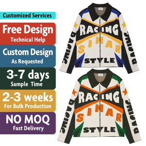 Áo len nam thiết kế logo riêng OEM, áo khoác cardigan dệt kim mùa đông, áo khoác có khóa kéo, áo khoác họa tiết, áo khoác đua xe cổ điển, áo len dệt kim nam - Product Image 4