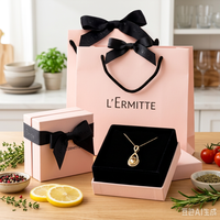 Boîte à bijoux rose personnalisée, écologique, rigide, de haute qualité, pour pendentif de collier, avec doublure en éponge, série de boîtes rose blush