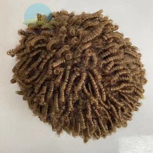 אביב טוויסט שיער פאה סיטונאי אירופאי #7 חום תלתל 15mm האפרו קינקי תלתל מלא דק עור pu הזרקה פאה לגבר ונשים - Product Image 6