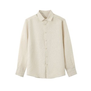 Camicia in <span class=keywords><strong>Lino</strong></span> Organico <span class=keywords><strong>da</strong></span> <span class=keywords><strong>Uomo</strong></span> a Maniche Lunghe, Pura Canapa, Casual Slim Fit, Camicia Estiva Comoda e Personalizzabile - Product Image 2