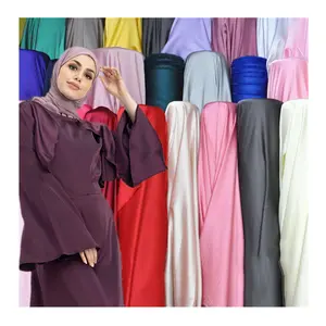 New product 95%Polyester 5%spandex Plain Abaya cloth shiny polyester satin dress fabric