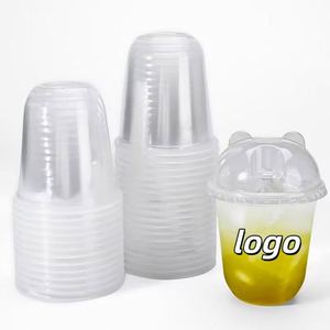 Gobelets en plastique PET en forme de U de 89/90 mm avec logo personnalisé, gobelets jetables en plastique compostable pour thé au lait à bulles et eau gazeuse - Product Image 1