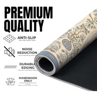 Tapis de jeu de mahjong carré en caoutchouc de qualité supérieure, imprimé héron bleu et glycine blanche, écologique et antidérapant, pour le divertissement familial