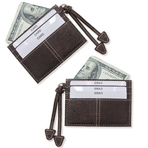 Factory Custom Slim Cork Leather Wallet Eco Friendly Natural Vegan Waterproof RFID Men's ID Card Holder Credit Card Lanyard - Product Image 3