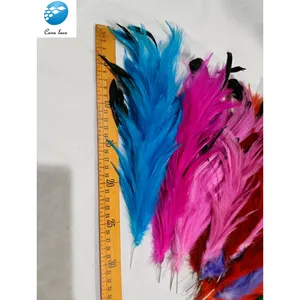 Wholesale bendable Feather cluster section 25-30cm Dyed color Rooster Tail Chicken Feathers Natural For Hats Party&Wedding