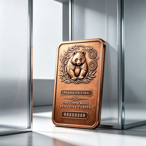 Hot Sale 1 Kg Embossed Panda 99.9% Pure <b>Copper</b> Bullion Bar For Collection & Souvenir - Product Image 1