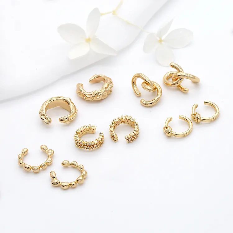 Multi Design 14K Gold Plated Ear Cuff Earrings
