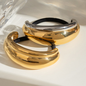 ที่คาดผมสแตนเลสทรงพระจันทร์เสี้ยวสองชั้น สีทองดำ เครื่องประดับศีรษะแบบลำลอง - Product Image 4