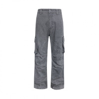 Celana Kargo Paratrooper Lipit Vintage Abu-Abu Tua Batik Longgar Lurus Heavy Industry Washed Tough Guy Old