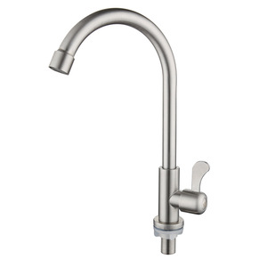 Modern Single Handle Kitchen Faucet 304 Stainless Steel 360 Degree Rotate <b>Deck</b> Mounted Cold Water Tap - Product Image 1