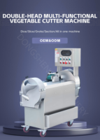 Cortadora de Verduras Eléctrica Comercial de Doble Cabezal, Multifuncional, Rebanadora de Patatas, Cortadora Automática de Verduras