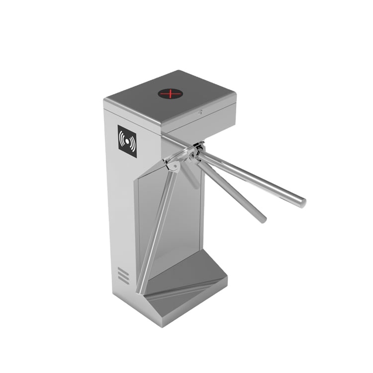 China 2020 gate access control drop arm & controller qr barcode vertical tripod turnstile