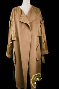 Cappotto da donna elegante in lana Cashmere invernale caldo lungo doppiopetto nei colori rosso verde cammello per abbigliamento formale - Product Image 5