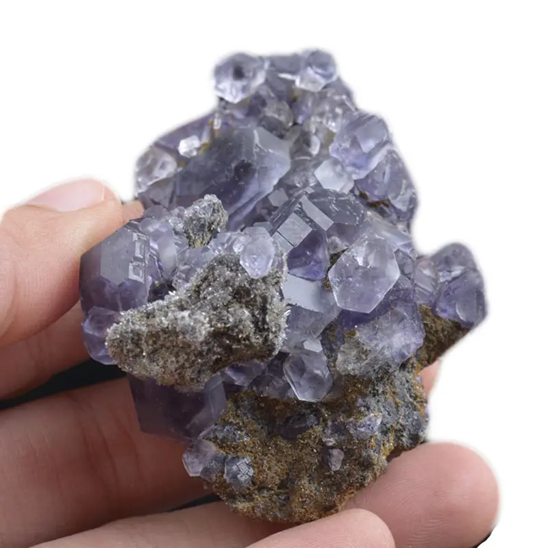 थोक प्राकृतिक किसी न किसी कच्चे बैंगनी Fluorite क्वार्ट्ज क्रिस्टल क्लस्टर घर की सजावट के लिए