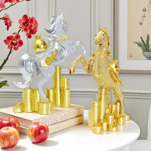 Adorno Festivo de Lujo para Mesa, Escultura Artística de Caballo Saltando en Resina Epoxi, Decoración de Año Nuevo del Año del Caballo, Regalo de la Suerte - Product Image 1