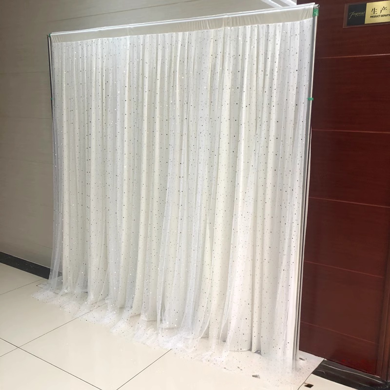 drapé en soie glacée beige + tulle blanc