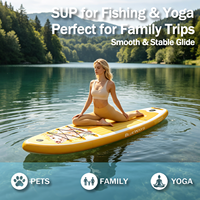Planche de paddle gonflable jaune avec motif cochon mignon, SUP portable de 11 pouces en Drop Stitch pour le yoga, le surf et les excursions, usine OEM