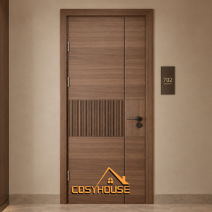 COSYHOUSE White MDF Interior <b>Door</b> Modern Panel <b>Door</b> Prehung Bedroom <b>Door</b> For Residential Homes - Product Image 3