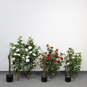 Luxury Artificial Camellia Flower <b>Tree</b> with Natural Trunk Home Wedding Decor - Product Image 4
