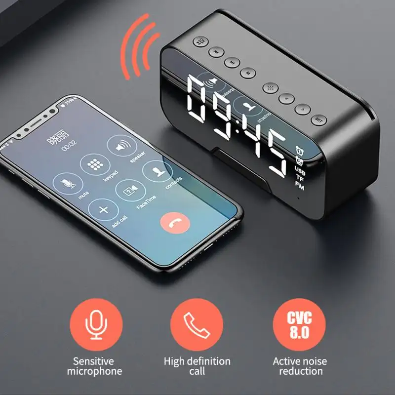 2023 Bluetoothスピーカー目覚まし時計ワイヤレススピーカー用スヌーズ機能付きLEDデジタルディスプレイスリープタイマー