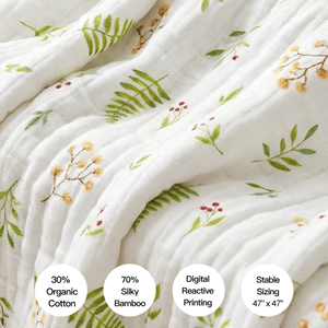 Edredón de Bebé Personalizado Multicapa 70% Bambú 30% Algodón, Manta de Muselina Suave y Absorbente para Recién Nacido con Impresión Digital - Product Image 3