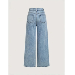 <span class=keywords><strong>Jeans</strong></span> da Donna Lavati con Strass a Vita Alta e Taglio Dritto, Pantaloni di Lusso per Ragazze alla Moda dallo Stile Street - Product Image 2