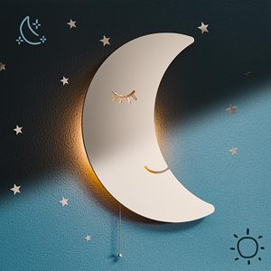 Lámpara de Pared con Forma de Luna Flotante, Luces a Pilas para la Habitación del Bebé, Dormitorio Infantil, Decoración de Habitación Infantil - Product Image 1