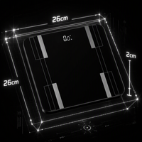 Báscula de Grasa Corporal Bluetooth de Precisión, Plataforma de Acero Inoxidable con Cristal Negro, Pantalla LED de Alta Precisión, Báscula Profesional para el Hogar