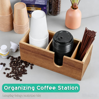 Support à tasses pour comptoir - Accessoires et organisateur de bar à café en bois - Organisateur de station à café pour tasses, couvercles, agitateurs et dosettes