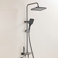 Système de douche intelligent 4 fonctions, eau chaude et froide, affichage numérique LED, lumière ambiante, pistolet de pulvérisation, ensemble de douche pour salle de bain d'hôtel, alliage d'aluminium