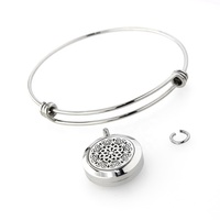Bracelet magnétique en acier inoxydable 316l, 20mm, aromathérapie, réglable, uni, diffuseur d'huiles essentielles et d'arôme, médaillon