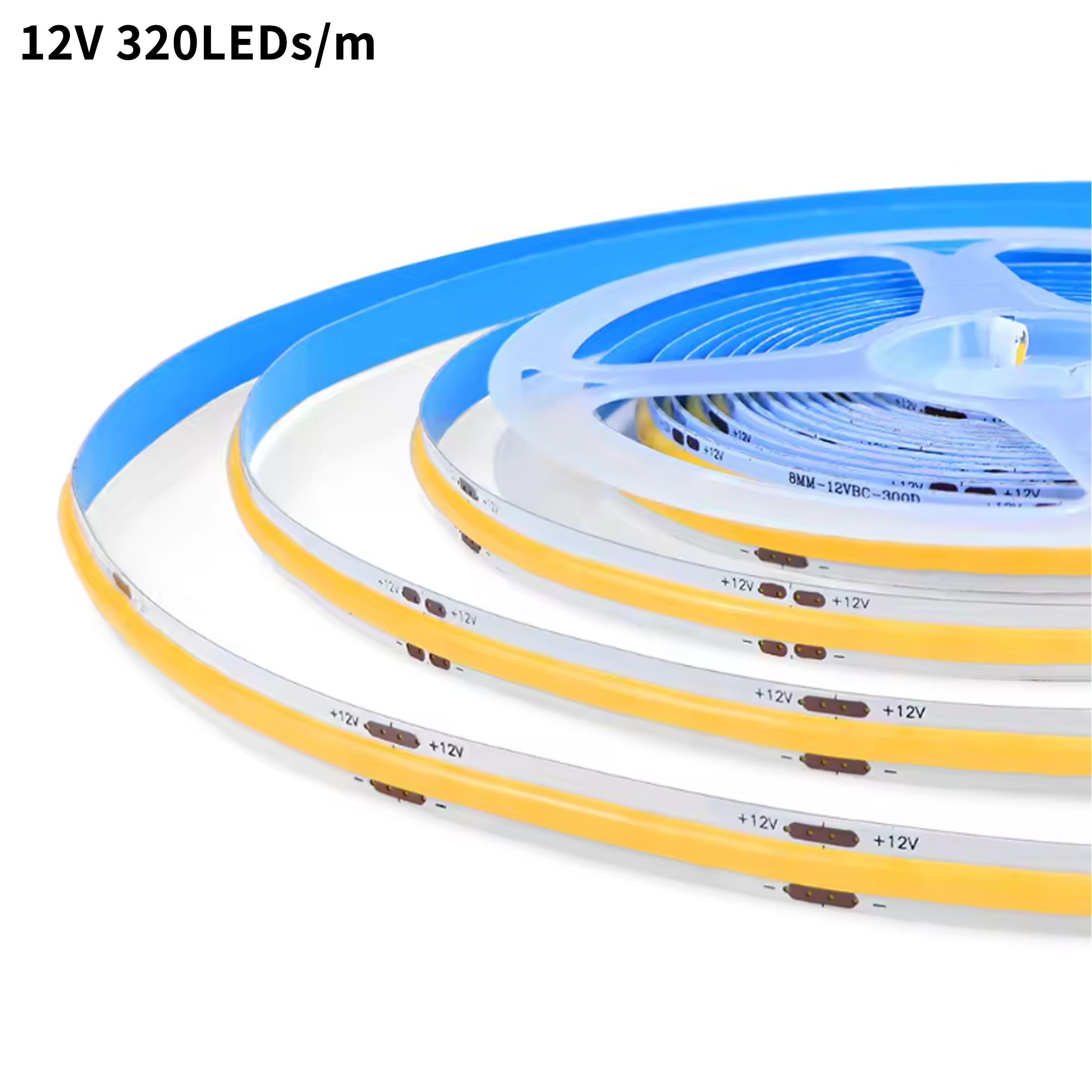 COB COB LED Strip 6000K Super Bright UL Listed DC12V 320LED/m Flexible High Density LED Light for Home Indoor Decor Decor Pool