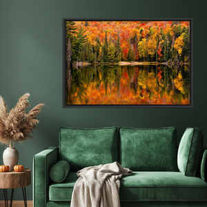Autumn Forest Reflection: Printed Canvas Wall Art for Home Decor,<b>BLACK</b> <b>FRAMED</b> CANVAS - Product Image 3