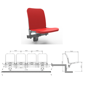 Banc pliant <span class=keywords><strong>en</strong></span> plastique HDPE, chaise de stade fixe montée sur poutre avec mécanisme de levage automatique CS-QY01-L - Product Image 6