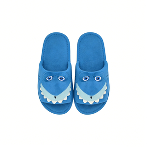 Chaussons requin personnalisés pour enfants, claquettes requin bleues à bout ouvert, chaussons d'intérieur requin en peluche pour garçons, chaussures d'intérieur requin dessin animé - Product Image 1