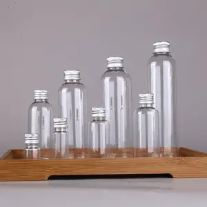 Botellas Vacías de plástico PET para cuidado de la piel, tapón de rosca de aluminio para loción de tóner, 3ml-500ml