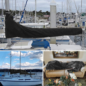 Funda para vela de barco, tela Oxford 420D, 18'-20' de longitud, impermeable, protección solar, para uso en yates y veleros - Product Image 1