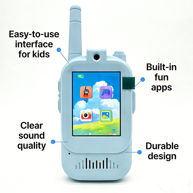 Real-time Face Chat Handheld Kids Walkie Talkie 2.4G WiFi Rechargeable Long Range Video Intercom FCC Certified Custom Packaging
