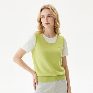 <span class=keywords><strong>T</strong></span>-<span class=keywords><strong>shirt</strong></span> en maille à manches courtes pour <span class=keywords><strong>femme</strong></span>, coupe ajustée, effet superposé, blocs de couleur, mélange cachemire de luxe, printemps-é<span class=keywords><strong>t</strong></span>é, OEM ODM - Product Image 1