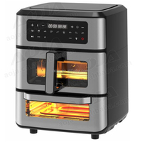 Machine à pizza saine 2 en 1 et four à friteuse à écran numérique rôtisserie double four à micro-ondes friteuse à air en acier inoxydable en gros