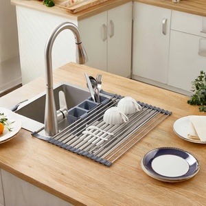 Mở rộng cuộn lên món ăn khô giá trên bồn rửa nhà bếp cán lên 16 cực món ăn <span class=keywords><strong>drainer</strong></span> có thể gập lại cho ly trái cây dĩa - Product Image 5