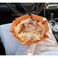 Boîte pliable jetable pour plats à emporter avec couvercle, pour poulet Kabsa et agneau rôti Mandi, style Chine Moyen-Orient