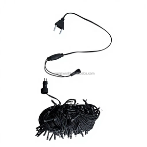 Guirlande lumineuse LED colorée de 20 m, clignotante, connectée mâle-femelle, avec ligne noire, à bulles de cristal, étanche pour extérieur, éclairage routier - Product Image 5